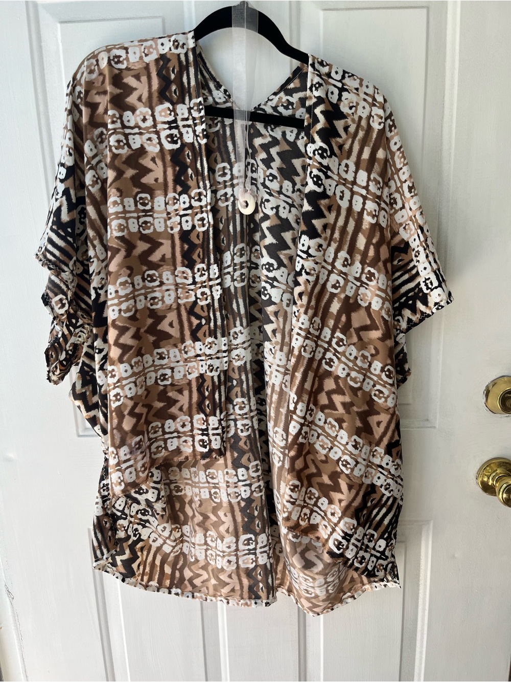 Handmade One Size Fits Most Kimono Brown Pattern, Open Front